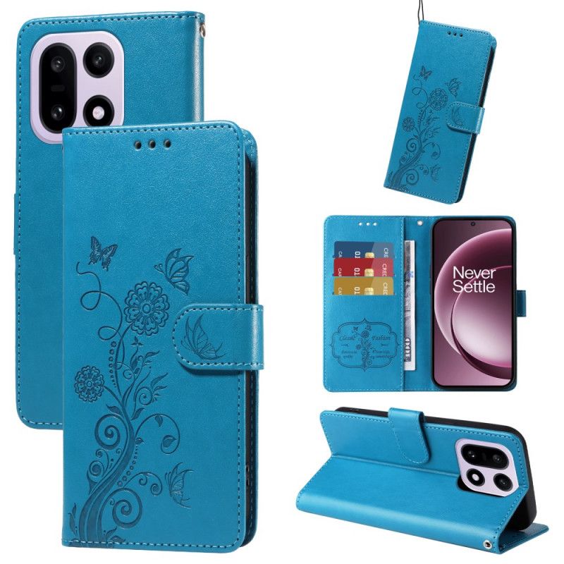 Lederhüllen Oneplus 15 Blumenmuster Mit Schmetterling