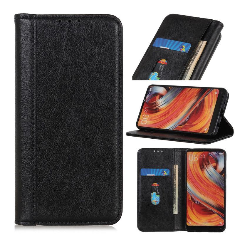 Flip Case Für Sony Xperia L4 Schwarz Elegantes Geteiltes Litschileder