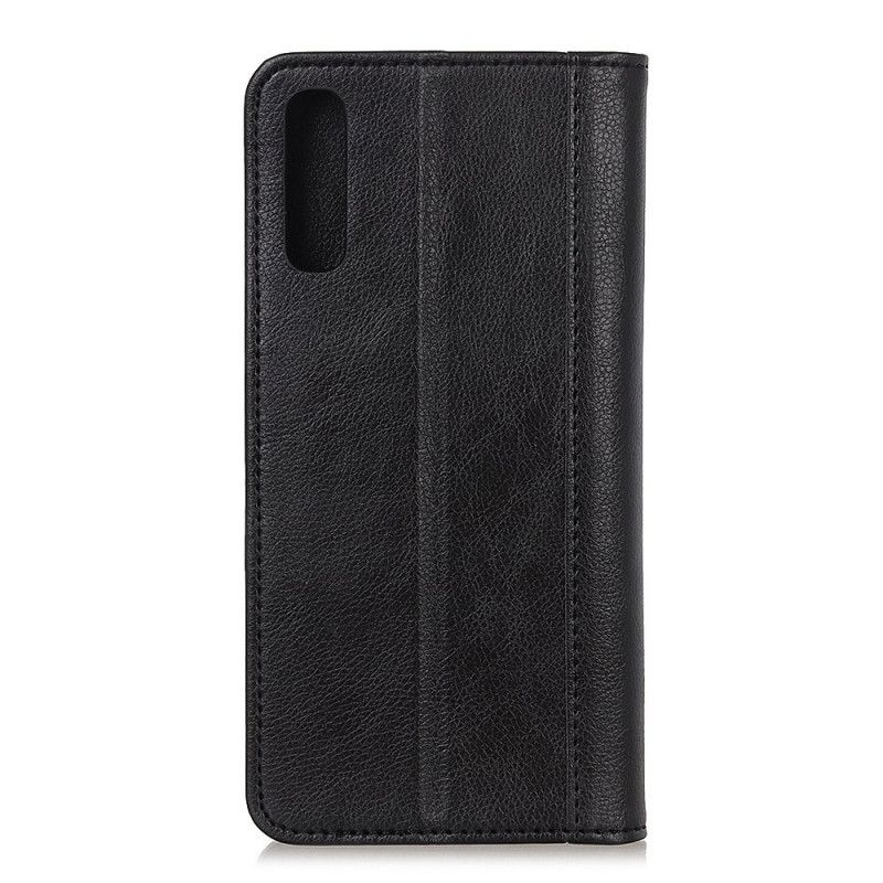 Flip Case Für Sony Xperia L4 Schwarz Elegantes Geteiltes Litschileder