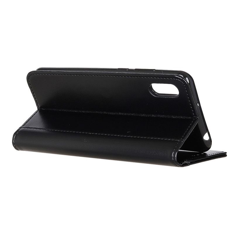 Flip Case Sony Xperia L4 Schwarz Gespaltenes Leder