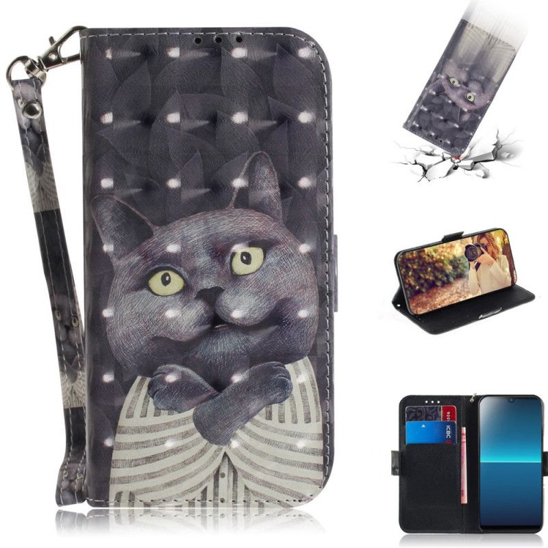 Lederhüllen Für Sony Xperia L4 Graue Katze Mit Tanga