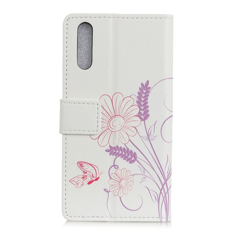 Lederhüllen Sony Xperia L4 Schmetterlinge Und Blumen Zeichnen