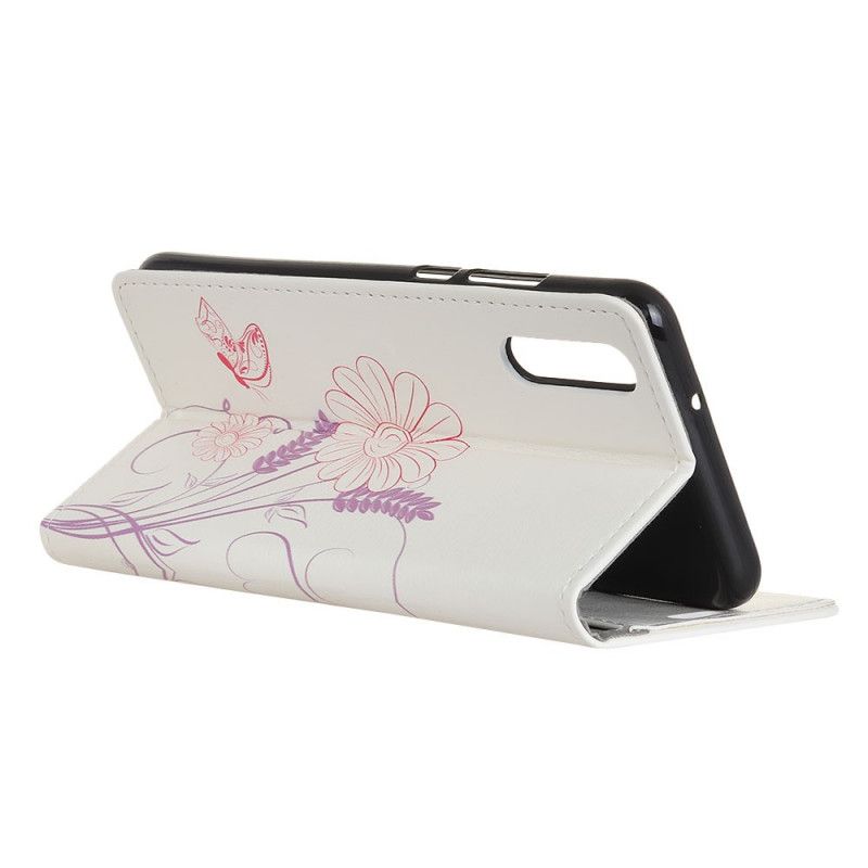 Lederhüllen Sony Xperia L4 Schmetterlinge Und Blumen Zeichnen