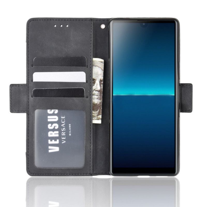 Lederhüllen Sony Xperia L4 Schwarz Erstklassige Mehrfachkarte