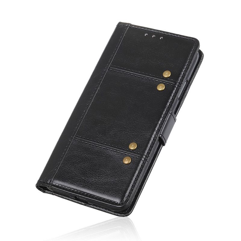 Lederhüllen Sony Xperia L4 Schwarz Handyhülle Retro-Nietversion