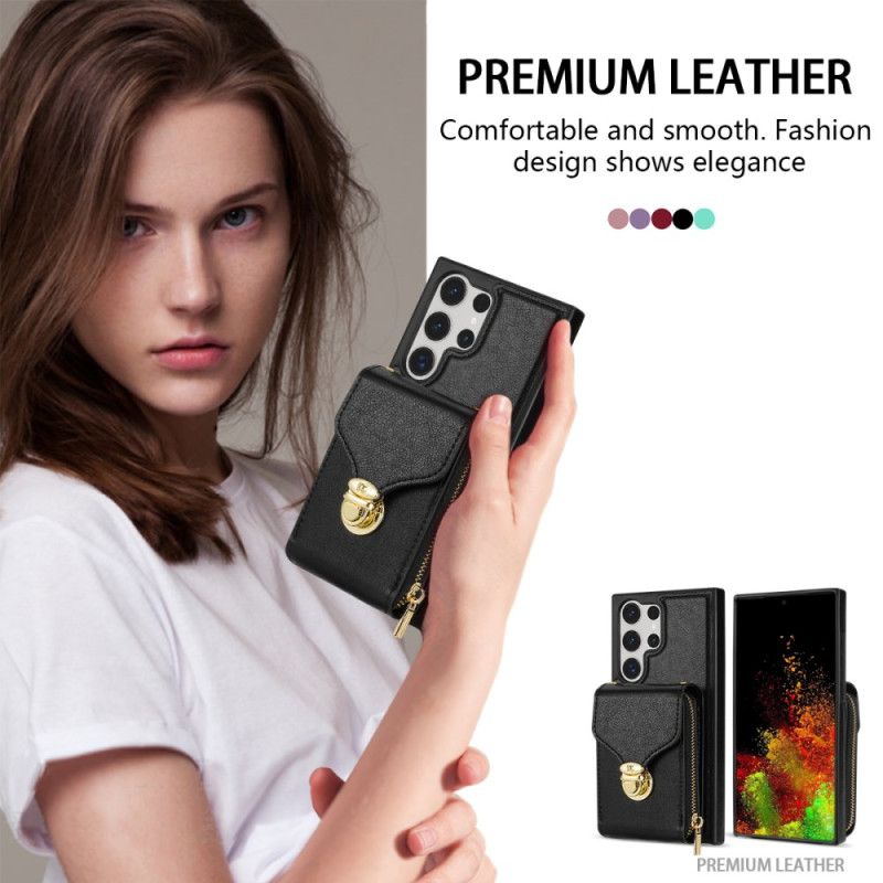 Hülle Für Samsung Galaxy S25 Ultra 5g Geldbörse Mit Reißverschluss Und Schulterriemen