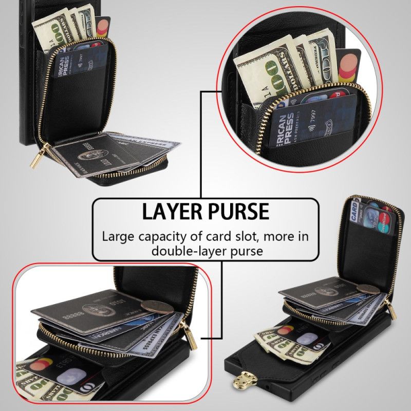 Hülle Für Samsung Galaxy S25 Ultra 5g Geldbörse Mit Reißverschluss Und Schulterriemen