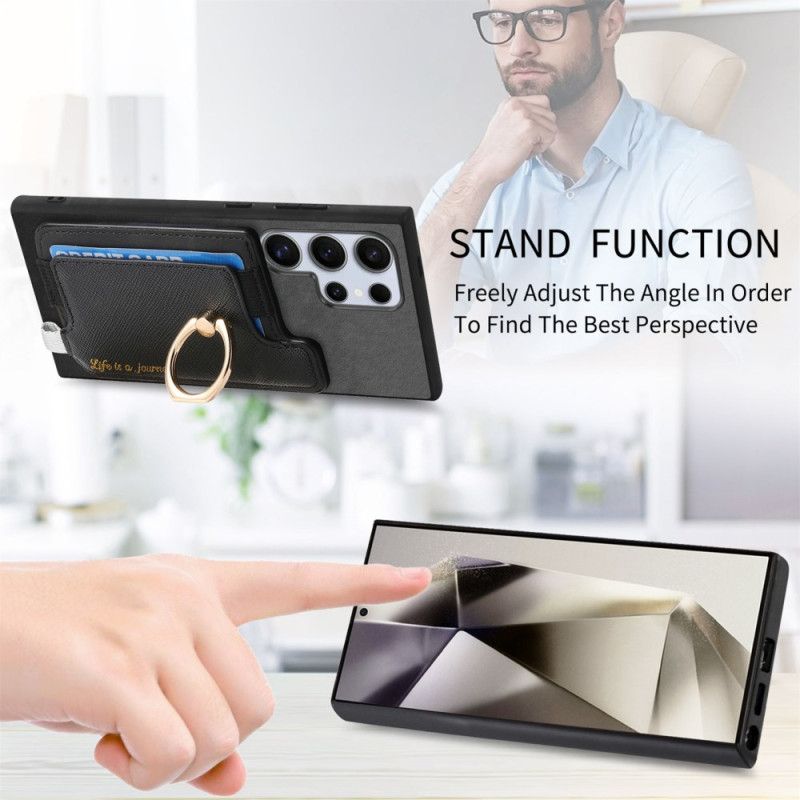 Hülle Samsung Galaxy S25 Ultra 5g Abnehmbarer Kartenhalter In Wildlederoptik