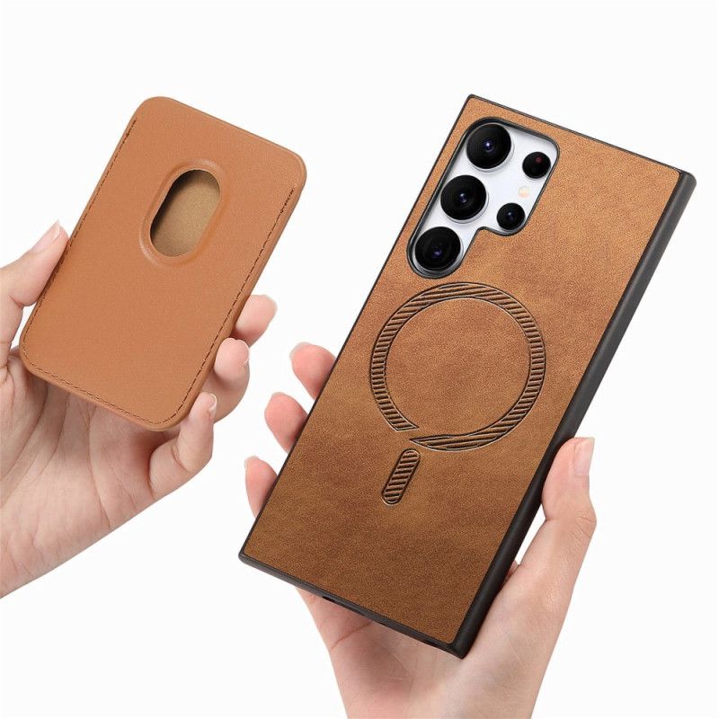 Hülle Samsung Galaxy S25 Ultra 5g Abnehmbarer Magnetischer Kartenhalter In Wildlederoptik