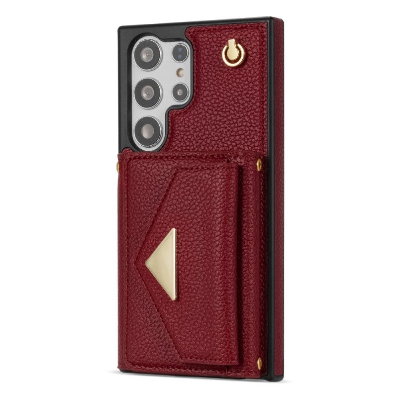 Hülle Samsung Galaxy S25 Ultra 5g Handyhülle Lederoptik Mit Kartenhalter Und Tragegurt