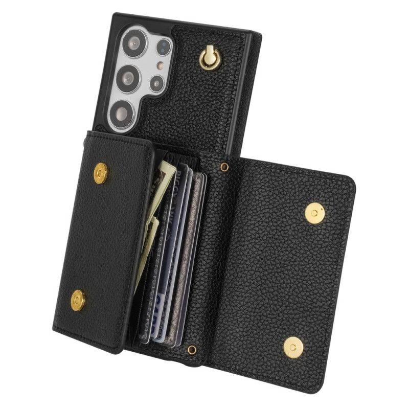 Hülle Samsung Galaxy S25 Ultra 5g Handyhülle Lederoptik Mit Kartenhalter Und Tragegurt