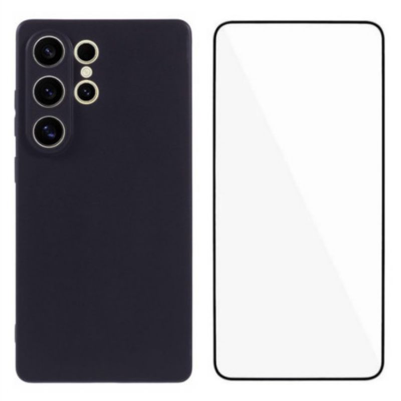 Hülle Samsung Galaxy S25 Ultra 5g Handyhülle Mattes Silikon Mit Displayschutzfolie Aus Gehärtetem Glas Schutzfolie