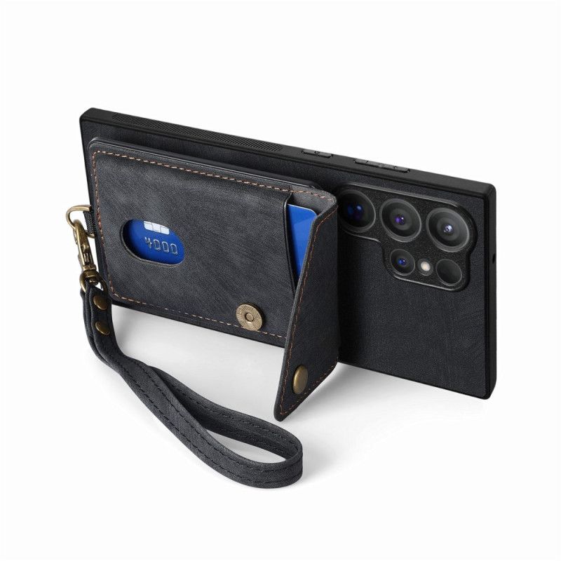 Hülle Samsung Galaxy S25 Ultra 5g Wildlederoptik Mit Kartenhalter Ständer