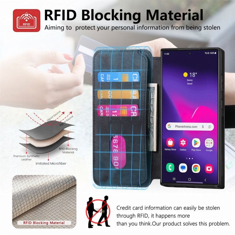 Lederhüllen Samsung Galaxy S25 Ultra 5g Handyhülle Abnehmbare Magnetische Rfid-schutzhülle