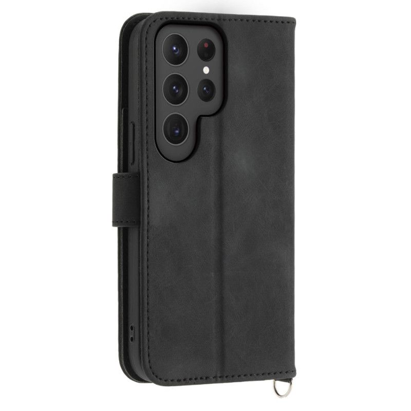 Lederhüllen Samsung Galaxy S25 Ultra 5g Handyhülle Blumenmuster Mit Riemen