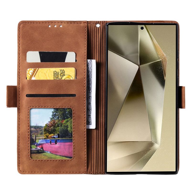 Lederhüllen Samsung Galaxy S25 Ultra 5g Handyhülle Zweifarbige Rfid-blockiergeldbörse In Wildlederoptik