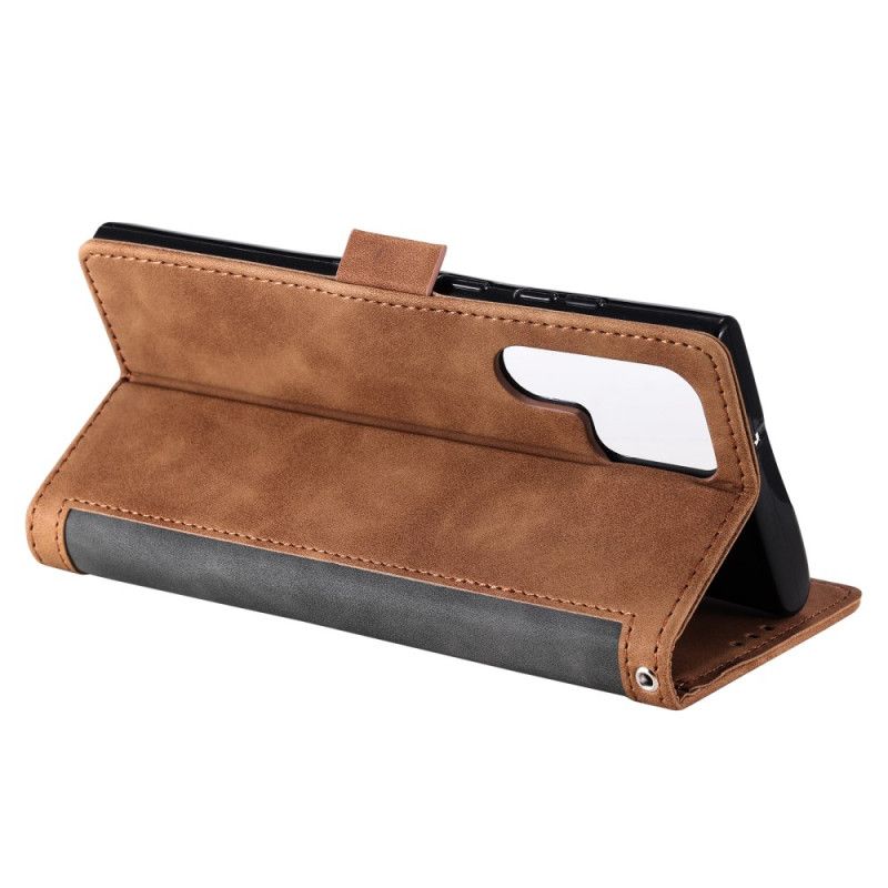Lederhüllen Samsung Galaxy S25 Ultra 5g Handyhülle Zweifarbige Rfid-blockiergeldbörse In Wildlederoptik