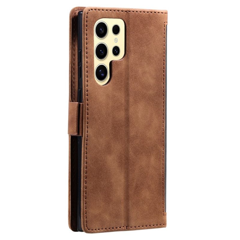 Lederhüllen Samsung Galaxy S25 Ultra 5g Handyhülle Zweifarbige Rfid-blockiergeldbörse In Wildlederoptik