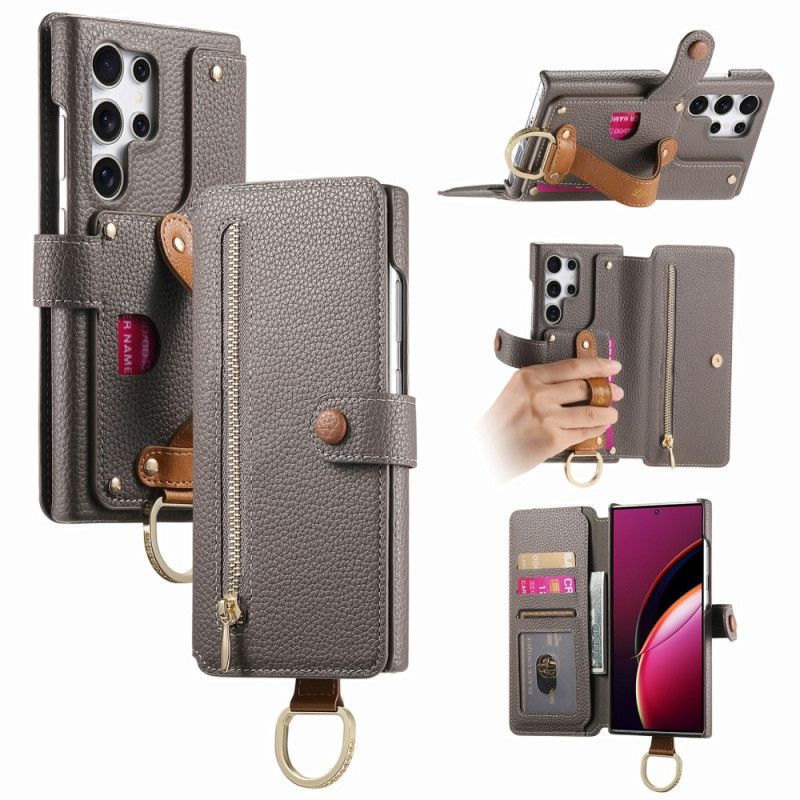Lederhüllen Samsung Galaxy S25 Ultra 5g Rfid-geschützte Geldbörse Mit Tasche Und Ringhalter