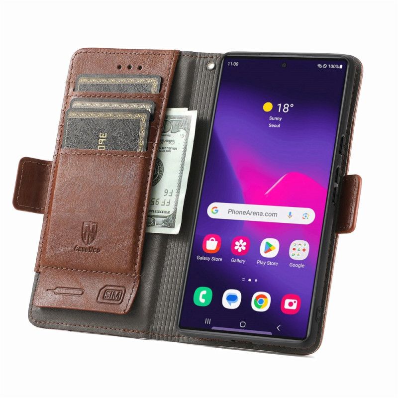 Lederhüllen Samsung Galaxy S25 Ultra 5g Zweifarbige Geldbörse Mit Rfid-schutz
