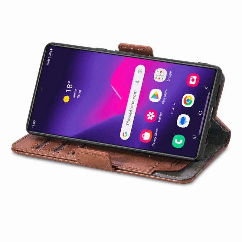 Lederhüllen Samsung Galaxy S25 Ultra 5g Zweifarbige Geldbörse Mit Rfid-schutz