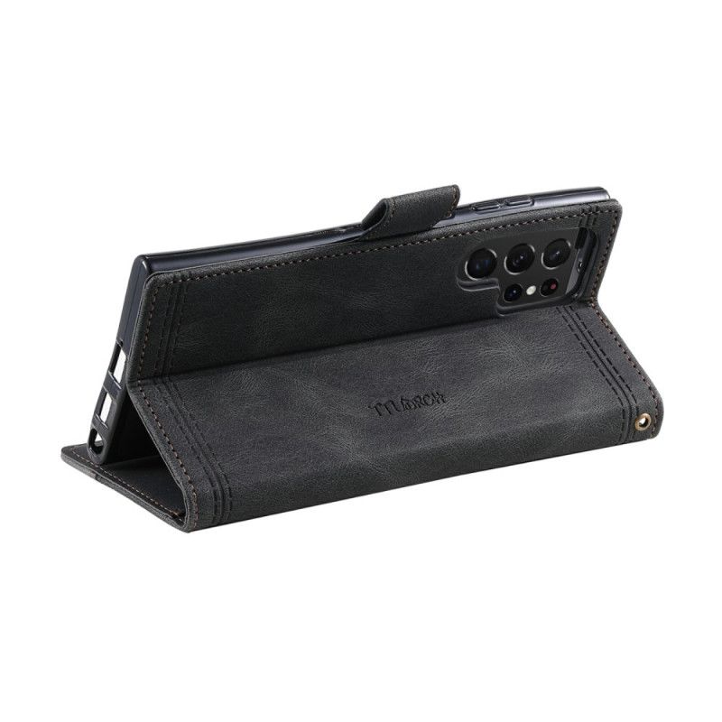 Lederhüllen Samsung Galaxy S25 Ultra 5g Zweifarbige Rfid-geldbörse In Wildlederoptik Mit Riemen