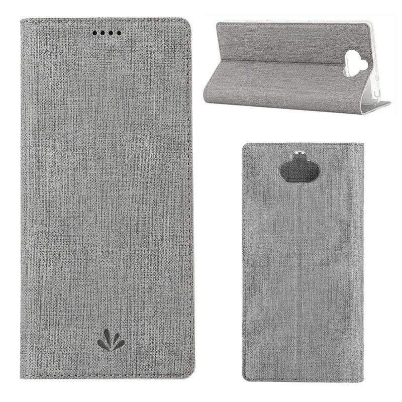 Flip Case Für Sony Xperia 10 Grau Strukturiert
