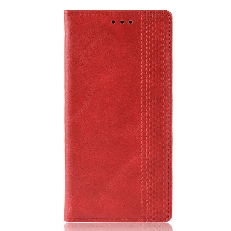 Flip Case Sony Xperia 10 Schwarz Einfaches Vintage-Kunstleder