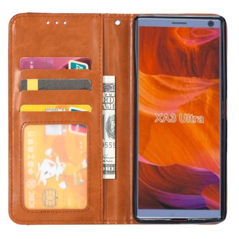 Flip Case Sony Xperia 10 Schwarz Handyhülle Kartenhalter Aus Kunstleder