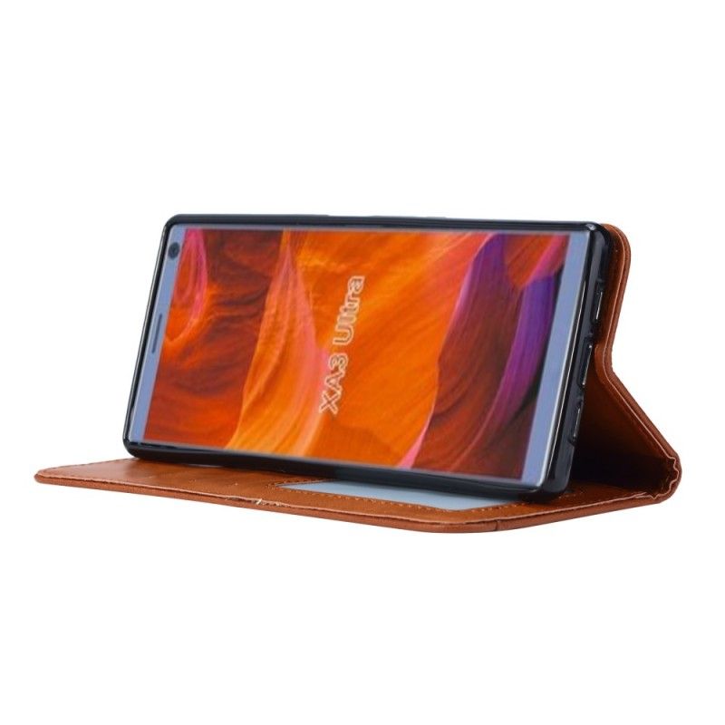 Flip Case Sony Xperia 10 Schwarz Handyhülle Kartenhalter Aus Kunstleder