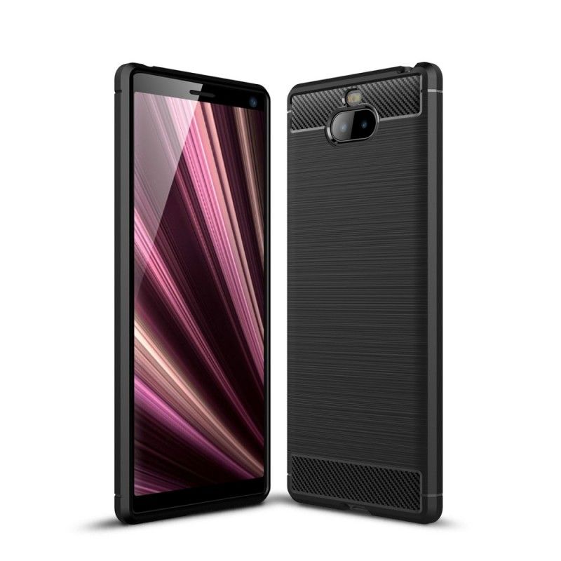 Hülle Sony Xperia 10 Schwarz Gebürstete Kohlefaser