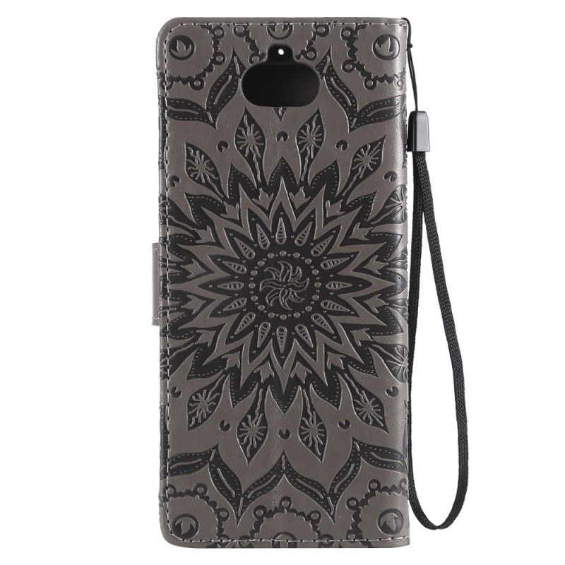 Lederhüllen Sony Xperia 10 Grau Blumenmandala