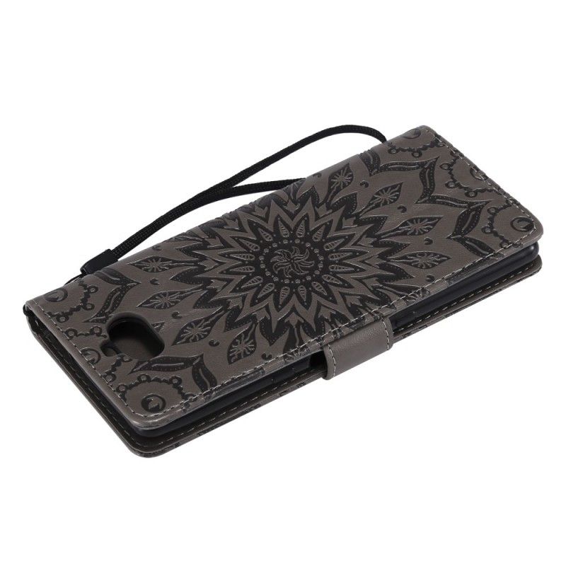 Lederhüllen Sony Xperia 10 Grau Blumenmandala