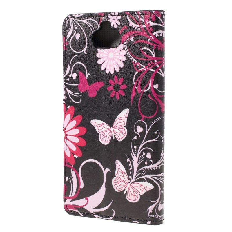 Lederhüllen Sony Xperia 10 Weiß Schmetterlinge Und Blumen