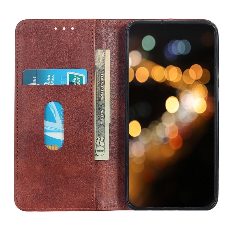 Flip Case Asus ZenFone 6 Schwarz Gespaltenes Leder