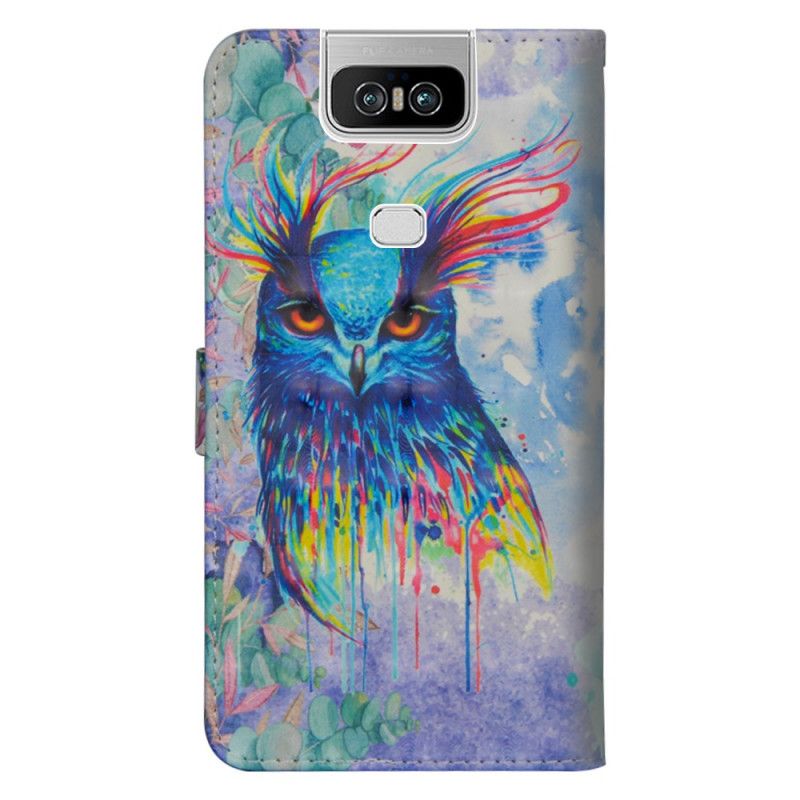 Lederhüllen Asus ZenFone 6 Aquarellvogel