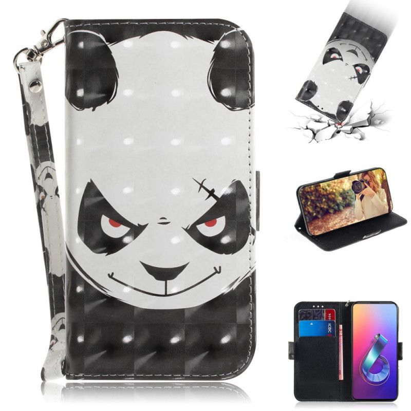 Lederhüllen Asus ZenFone 6 Handyhülle Wütender Panda Mit Tanga