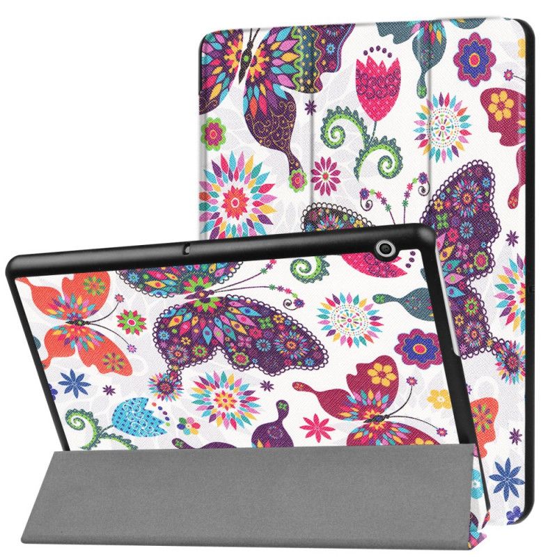 Smart Case Huawei MediaPad T3 10 Retro Schmetterlinge Und Blumen