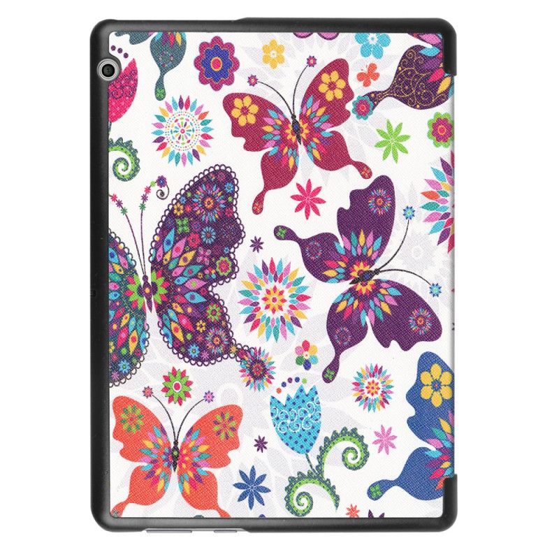 Smart Case Huawei MediaPad T3 10 Retro Schmetterlinge Und Blumen