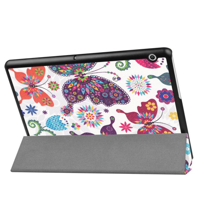 Smart Case Huawei MediaPad T3 10 Retro Schmetterlinge Und Blumen