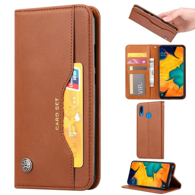 Flip Case Samsung Galaxy A40 Schwarz Kartenhalter Aus Kunstleder