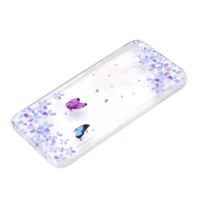 Hülle Samsung Galaxy A40 Handyhülle Transparente Schmetterlinge Und Blumen