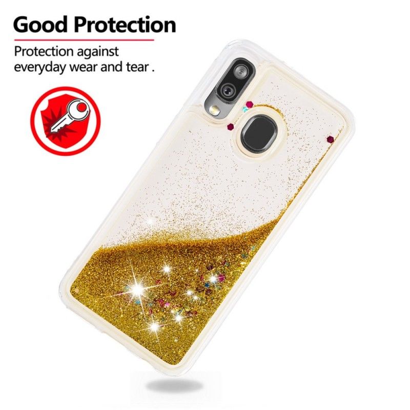 Hülle Samsung Galaxy A40 Pink Glitzerpulver