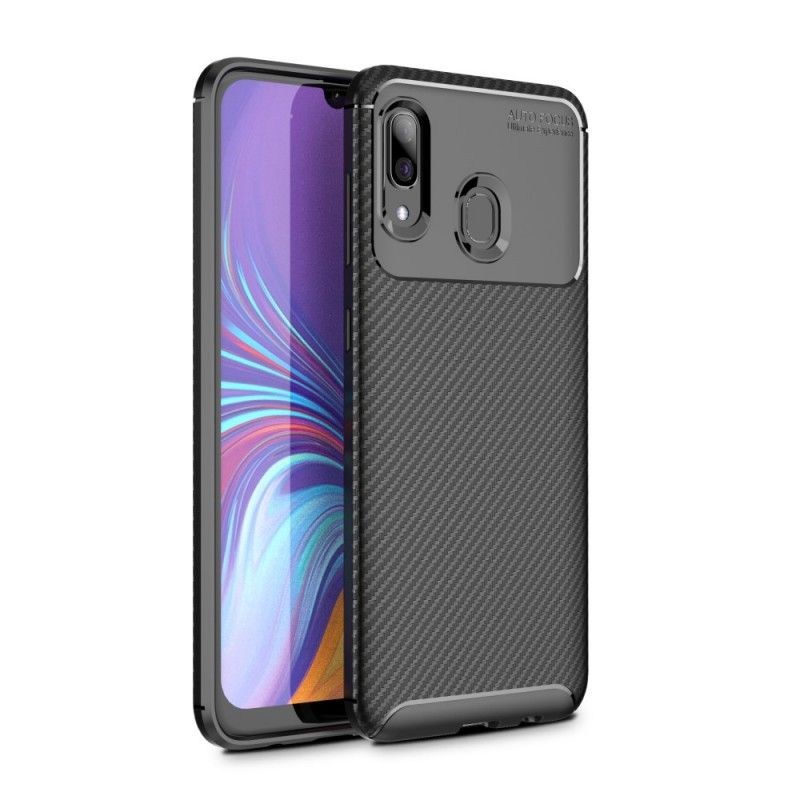 Hülle Samsung Galaxy A40 Schwarz Flexible Kohlefasertextur