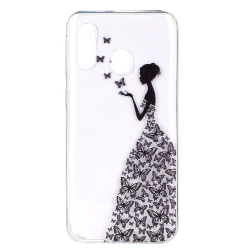 Hülle Samsung Galaxy A40 Transparentes Kleid Mit Schmetterlingen