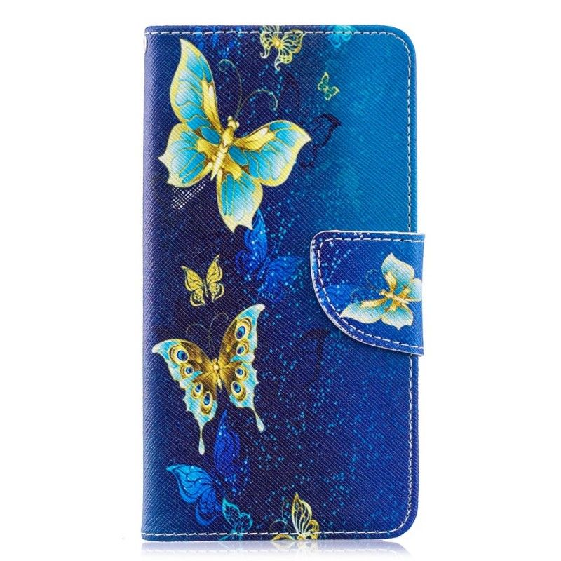 Lederhüllen Samsung Galaxy A40 Goldene Schmetterlinge