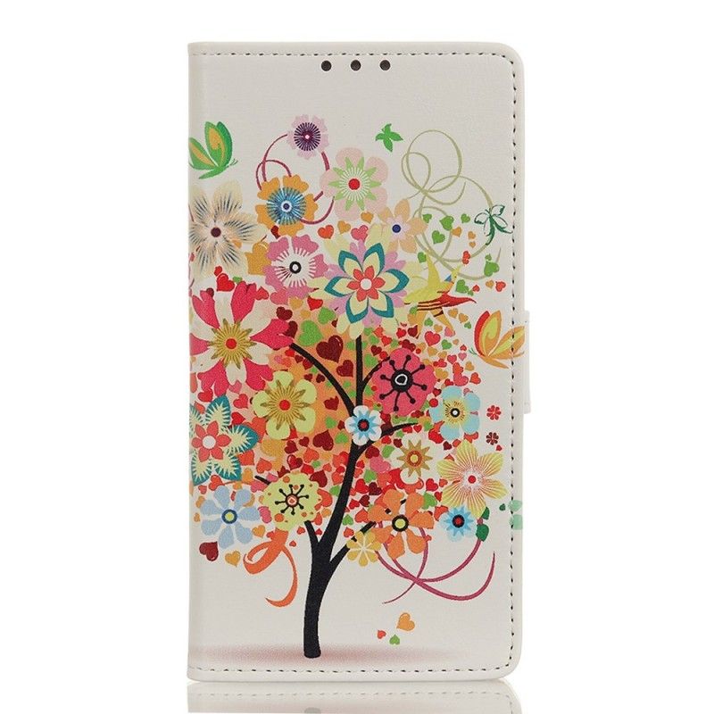 Lederhüllen Samsung Galaxy A40 Orange Handyhülle Blühender Baum