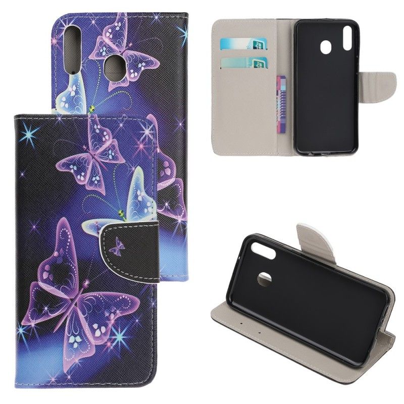 Lederhüllen Samsung Galaxy A40 Schmetterlinge Und Blumen