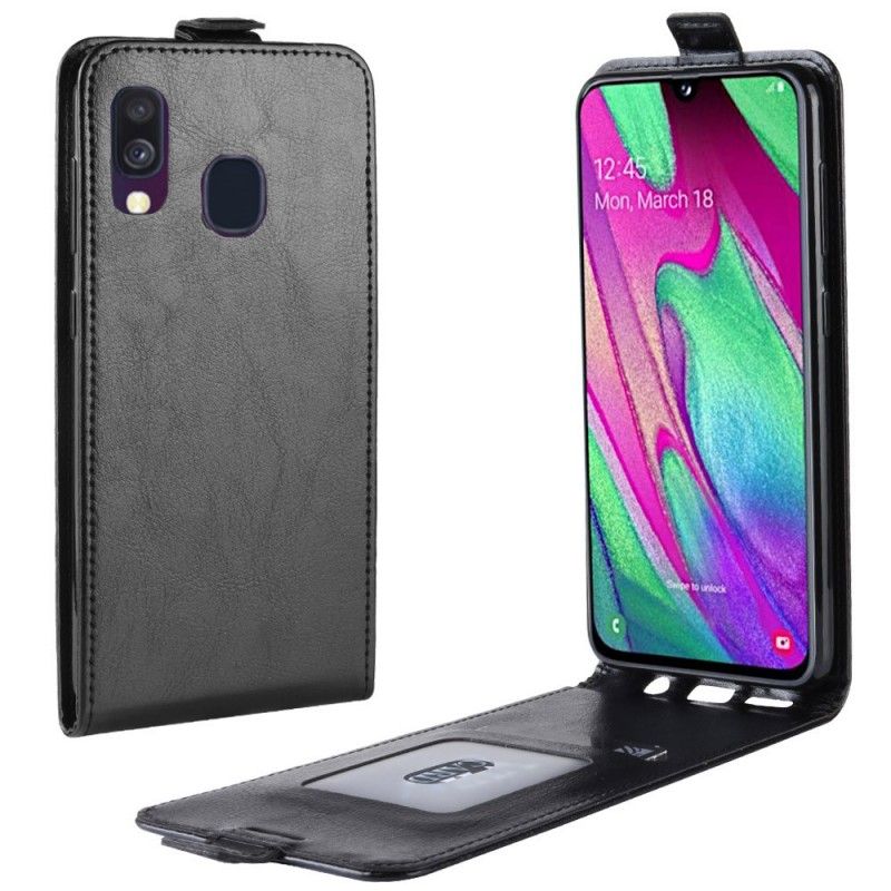 Lederhüllen Samsung Galaxy A40 Schwarz Faltbarer Ledereffekt