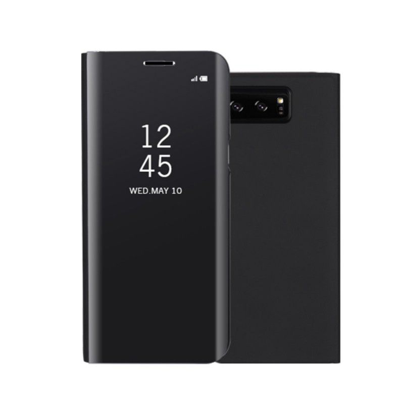 Ansichtsabdeckung Samsung Galaxy Note 8 Schwarz Spiegel Und Ledereffekt